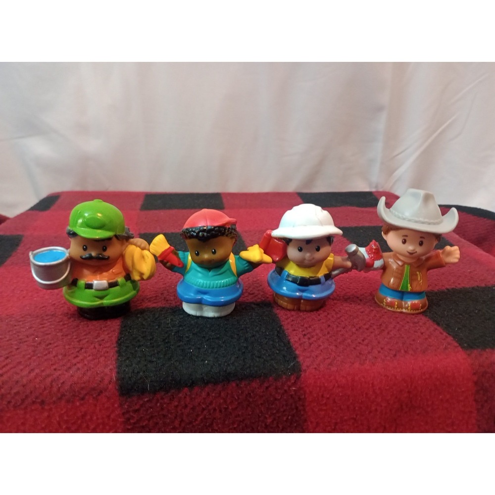 Fisher Price Little People Lot of 4 Farmer Painter Window Washer Figures Toys